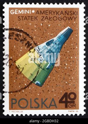 POLONIA - CIRCA 1966: Un francobollo stampato in Polonia mostra Gemini, American Spacecraft, circa 1966 Foto Stock