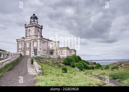 Faro di Stevenson sull'isola di maggio - Fife, Scozia Foto Stock