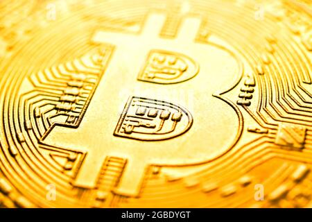 Closeup estremo di Bitcoin Foto Stock