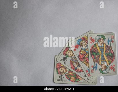 quattro jack vintage guardare carte da gioco Foto Stock