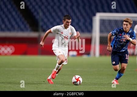 Saitama, Giappone. 3 agosto 2021. Pedri (ESP) Calcio : Tokyo 2020 Giochi Olimpici Calcio maschile Semifinale tra Giappone 0-1 Spagna allo stadio Saitama di Saitama, Giappone . Credit: Mutsu Kawamori/AFLO/Alamy Live News Foto Stock