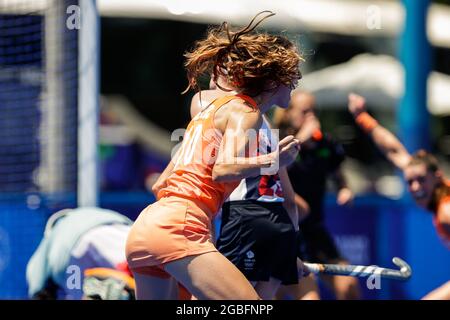 TOKYO, GIAPPONE - 4 AGOSTO: Felice Albers dei Paesi Bassi segna il suo terzo gol in gara sulla Semifinale delle Donne durante i Giochi Olimpici di Tokyo 2020 allo Stadio di Hockey Oi il 4 agosto 2021 a Tokyo, Giappone (Foto di PIM Waslander/Orange Pictures) NOCNSF Foto Stock