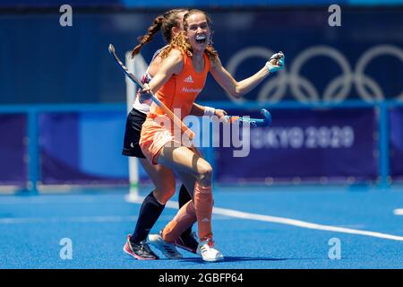 TOKYO, GIAPPONE - 4 AGOSTO: Felice Albers dei Paesi Bassi in gara sulla Semifinale femminile durante i Giochi Olimpici di Tokyo 2020 allo Stadio di Hockey Oi il 4 agosto 2021 a Tokyo, Giappone (Foto di PIM Waslander/Orange Pictures) NOCNSF Foto Stock