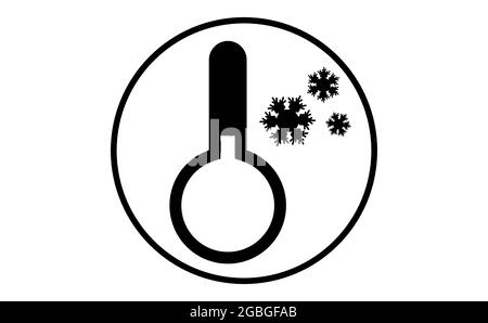 Icona meteo di termometro e fiocchi di neve, illustrazione vettoriale. Simbolo adesivo della previsione. Segno infografico meteorologico. Disegno vettoriale di icone di Web. Illustrazione Vettoriale