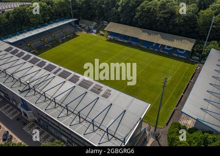 Halifax Town Football Club The Shay Stadium Construction Aerial Drone Photo Photography Image from the air West yorkshire Foto Stock