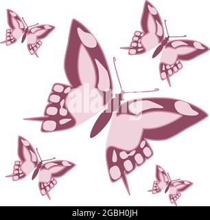 diverse farfalle che volano a diverse altezze Illustrazione Vettoriale
