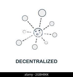 Icona piatta decentralizzata. Segno colorato della raccolta della criptovaluta. Illustrazione creativa decentralizzata delle icone per il web design, infografiche e altro ancora Illustrazione Vettoriale