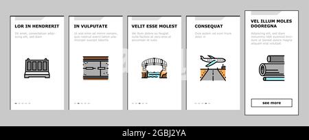 Produzione di calcestruzzo icone di onboarding Imposta vettore Illustrazione Vettoriale