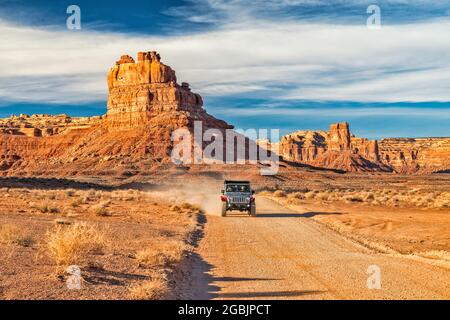 Pinnacoli di arenaria nella Valle degli dei, Bears Ears National Monument, Utah, USA Foto Stock