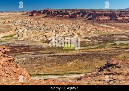 Colorado River, Hite Crossing, ex area del lago Powell, Glen Canyon National Recreation Area, Utah, USA Foto Stock