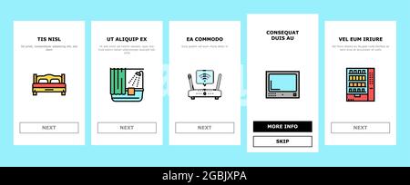 Motel Comfort Service Onboarding Icons Set Vector Illustrazione Vettoriale