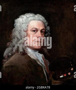 Autoritratto di William Hogarth (1697-1794, olio su tela, 1735. Foto Stock