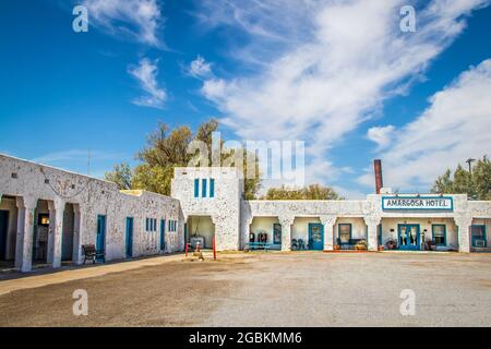 2021 05 25 Death Valley Junction USA - Amargosa Hotel - storico hotel funzionante costruito per servire le attività minerarie della borace nella Death Valley sulla Natia Foto Stock