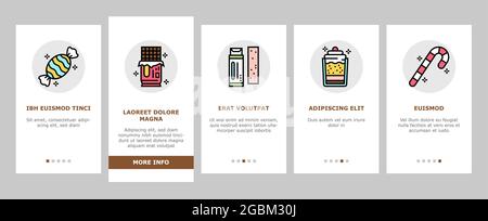 Candy Shop prodotto Onboarding icone Set Vector Illustrazione Vettoriale