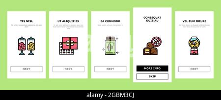 Candy Shop prodotto Onboarding icone Set Vector Illustrazione Vettoriale