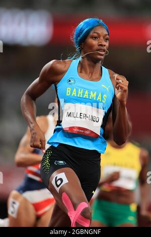 Tokyo, Giappone. 4 agosto 2021. MILLER-UIBO Shaunae (BAH) Atletica : Semifinale femminile di 400 m durante i Giochi Olimpici di Tokyo 2020 allo Stadio Nazionale di Tokyo, Giappone . Credit: AFLO SPORT/Alamy Live News Foto Stock