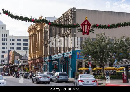 GALVESTO, STATI UNITI - 18 dicembre 2018: Le scene del centro storico sul Strand Foto Stock