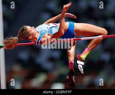 Tokyo, Giappone. 5 agosto 2021. Alessia Trost of Italy compete durante la qualificazione femminile ai Giochi Olimpici di Tokyo 2020, a Tokyo, Giappone, il 5 agosto 2021. Credit: Wang Lili/Xinhua/Alamy Live News Foto Stock