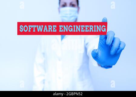 Scrittura manuale di testo Software Engineering. Approccio aziendale applicare l'ingegneria allo sviluppo di software dimostrare idee mediche presentare nuovo Foto Stock