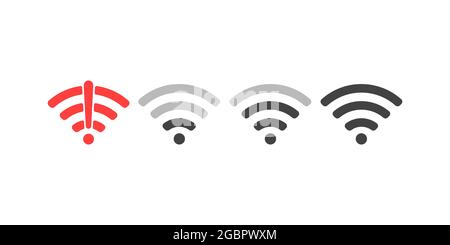 Wireless wifi icona segno flat design vettore illustrazione set. Illustrazione Vettoriale