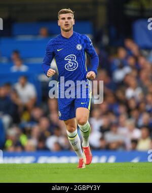 Londra, Regno Unito. 04 agosto 2021. 04 agosto 2021 - Chelsea v Tottenham Hotspur - Pre-Season friendly - Stamford Bridge Timo Werner di Chelsea durante la partita a Stamford Bridge, Londra. Credito immagine : credito: Mark Pain/Alamy Live News Foto Stock