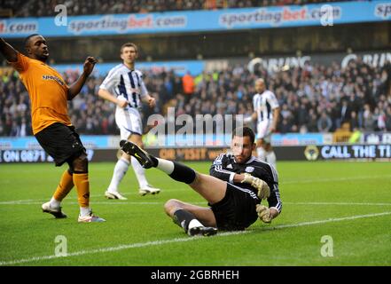 Portiere ben Foster di West Bromwich Albion. Wolverhampton Wanderers / West Bromwich Albion a Molineux 12 febbraio 2012 Foto Stock