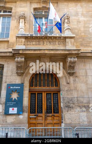 Vista esterna del Lycée Fénelon, scuola secondaria e corsi preparatori per grandes écoles, situato nel quartiere Latino a Parigi, Francia Foto Stock