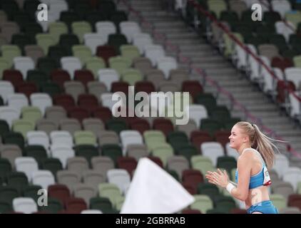 Tokyo, Giappone. 5 agosto 2021. Wilma Murto della Finlandia compete durante la finale del Polo Vault delle Donne ai Giochi Olimpici di Tokyo 2020, Giappone, 5 agosto 2021. Credit: Li Ming/Xinhua/Alamy Live News Foto Stock