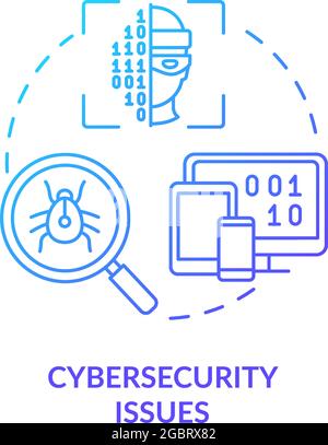 Problema di cybersicurezza icona del concetto di gradiente blu Illustrazione Vettoriale
