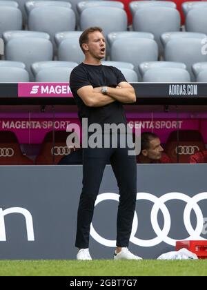 Muenchen, ALLIANZARENA, Germania. 31 luglio 2021. Il pullman della Baviera Julian NAGELSMANN. Calcio, FC Bayern Monaco (M) - SSC Napoli (NEA), partita preparatoria per la stagione 2021-2022, il 31 luglio 2021 a Muenchen, ALLIANZARENA, Germania. ¬ di credito: dpa/Alamy Live News Foto Stock