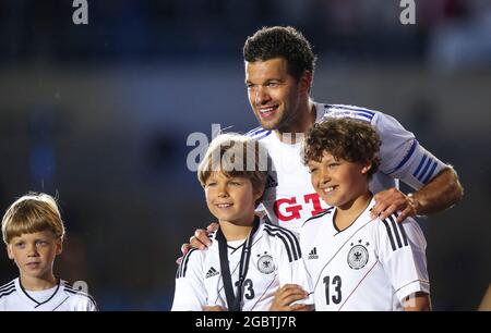 ARCHIVFOTO : ex Fussballprofi, DFB Kapitaen Michael BALLACK, Kinder Louis, Jordi, Emilio Ballack Abschiedsspiel Michael BALLACK, Team Ballack & Friends35 Ciao Capitano Event Spiel Ballack & Friends Weltauswahl Fussball Star, ehemaliger DFALK, 05.06.2013 Alkamy in Leipzig ©, Michael Kapalam BALZ Live News Foto Stock