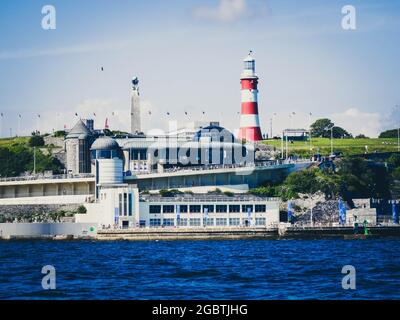 L'iconica Hoe e Smeatons Tower di Plymouth Foto Stock