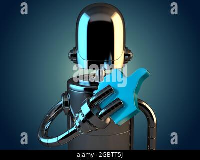 Robot con simbolo SIMILE. Illustrazione 3D Foto Stock
