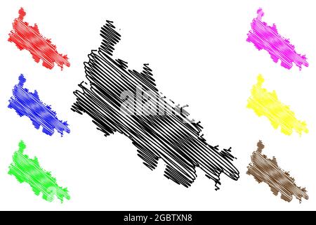 Provincia di Lodi (Italia, Repubblica Italiana, Regione Lombardia) mappa illustrazione vettoriale, schizzo della mappa Provincia di Lodi Illustrazione Vettoriale