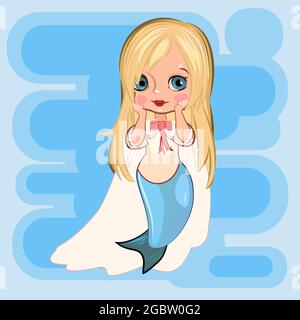 Bambina sirena in bei vestiti. Flirts. Bel bambino alla moda. Illustrazione vettoriale Illustrazione Vettoriale