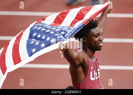 LYLES Noah (USA) Medaglia di bronzo durante i Giochi Olimpici Tokyo 2020, Atletica maschile 200m finale il 4 agosto 2021 allo Stadio Olimpico di Tokyo, Giappone - Foto Yuya Nagase / Foto Kishimoto / DPPI Foto Stock