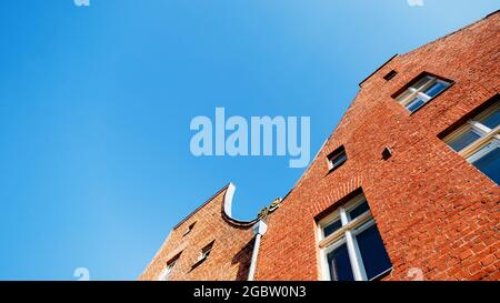 Case nel quartiere olandese di Potsdam, Germania. Dettagli, panorama, 16 su 9 Foto Stock