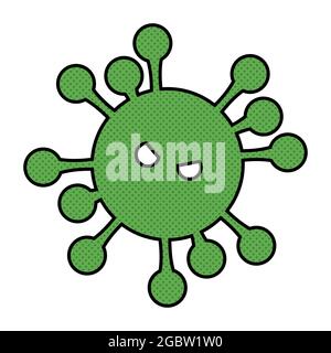 Spaventoso coronavirus su sfondo bianco. Icona illustrazione vettoriale Illustrazione Vettoriale