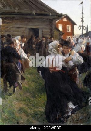 Anders Zorn. Dipinto intitolato "Midsummer Dance" dell'artista svedese Anders Leonard Zorn (1860-1920), olio su tela, 1897 Foto Stock