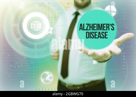 Ispirazione che mostra il segno Alzheimer S è malattia. Business Overview deterioramento mentale avanzato che si verifica nella vecchiaia Gentelman Uniform Standing Foto Stock