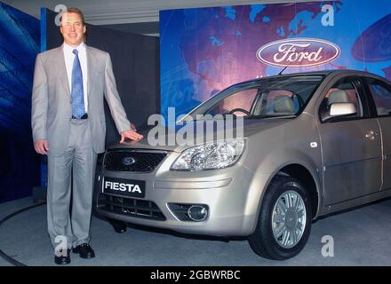 Ford Presidente e CEO Bill Ford lancio Ford fiesta, una berlina completamente nuova sviluppato appositamente per il mercato indiano a Nuova Delhi Martedì, 25 ottobre, Foto Stock