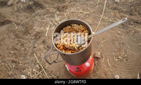 Paesaggi desertici caldi e asciutti sul Pacific Crest Trail lungo il PCT California Section G da Walker Pass negli Stati Uniti. Foto Stock