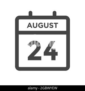 Agosto 24 giorno di calendario o data del calendario per la scadenza e l'appuntamento Illustrazione Vettoriale