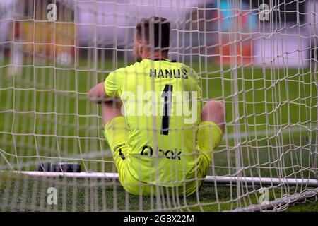 5 agosto 2021, Jablonec nad Nisou, Repubblica Ceca: Portiere JAN HANUS di Jablonec durante il terzo turno di qualificazione UEFA campionato Europa, FK Jablonec vs Celtic FC a Jablonec nad Nisou nella Repubblica Ceca. (Immagine di credito: © Slavek Ruta/ZUMA Press Wire) Foto Stock