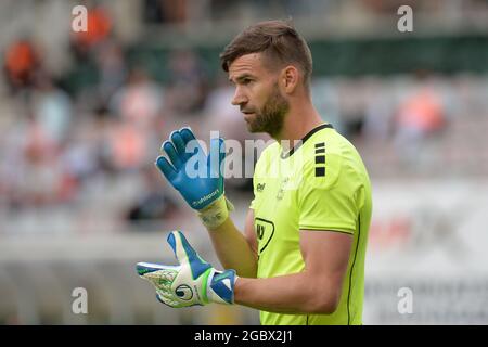 5 agosto 2021, Jablonec nad Nisou, Repubblica Ceca: Portiere JAN HANUS di Jablonec durante il terzo turno di qualificazione UEFA campionato Europa, FK Jablonec vs Celtic FC a Jablonec nad Nisou nella Repubblica Ceca. (Immagine di credito: © Slavek Ruta/ZUMA Press Wire) Foto Stock