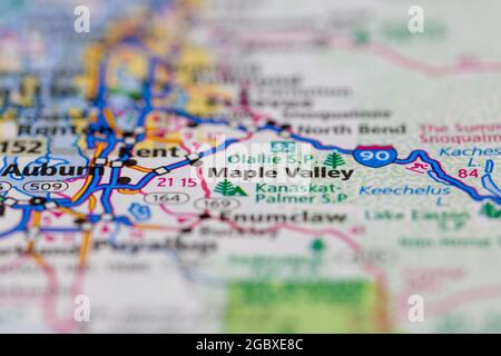 Maple Valley Washington state USA è visualizzata su una mappa stradale o su una mappa geografica Foto Stock