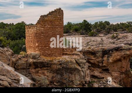 Horseshoe Tower a Hovenweep National Monument, Colorado, USA Foto Stock