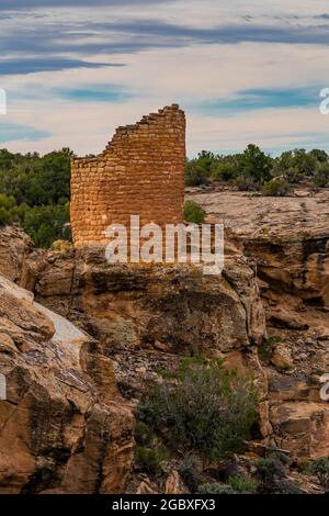 Horseshoe Tower a Hovenweep National Monument, Colorado, USA Foto Stock