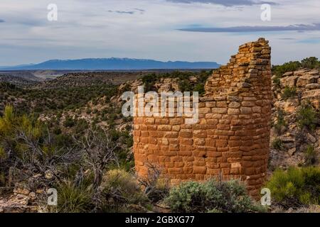 Horseshoe Tower a Hovenweep National Monument, Colorado, USA Foto Stock