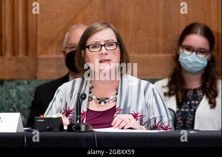 Washington, DC, Stati Uniti. 5 agosto 2021. 5 agosto 2021 - Washington, DC, Stati Uniti: JULIA GORDON, nominata Segretario aggiunto, .Housing e sviluppo urbano, intervenendo in un'audizione del Senato Banking, Housing, and Urban Affairs Committee. (Credit Image: © Michael Brochstein/ZUMA Press Wire) Foto Stock